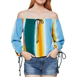 BCBGeneration faded stripe balloon sleeve top
